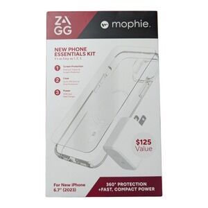 Nn7-N ZAGG - mophie Phone Essentials Kit Case Protector & Charger iPhone 15 Plus